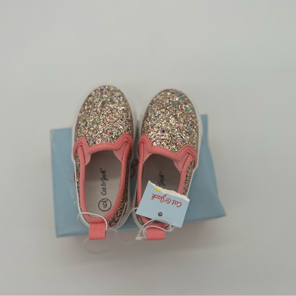 Cat & Jack Toddler Girls' Madigan Slip-On Glitter Sneakers Multicolored Sz 6T - Picture 6 of 7